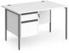 Dams Contract 25 Rectangular Desk with Straight Legs and 2 Drawer Fixed Pedestal - 1200 x 800mm - White