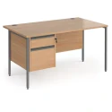 Dams Contract 25 Rectangular Desk with Straight Legs and 2 Drawer Fixed Pedestal - 1400 x 800mm