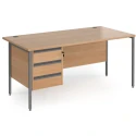 Dams Contract 25 Rectangular Desk with Straight Legs and 3 Drawer Fixed Pedestal - 1600 x 800mm