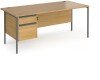 Dams Contract 25 Rectangular Desk with Straight Legs and 2 Drawer Fixed Pedestal - 1800 x 800mm - Oak
