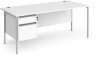 Dams Contract 25 Rectangular Desk with Straight Legs and 2 Drawer Fixed Pedestal - 1800 x 800mm - White