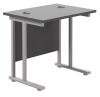 TC Twin Upright Rectangular Desk with Twin Cantilever Legs - 800mm x 600mm - Black