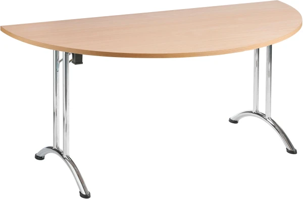 Nautilus Versa Folding Semi-Circular Table with Chrome Frame - 1600 x 800mm