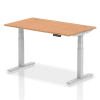 Dynamic Air Rectangular Height Adjustable Desk with Cable Ports - 1400mm x 800mm - Oak