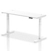 Dynamic Air Rectangular Height Adjustable Desk with Cable Ports - 1600mm x 600mm - White