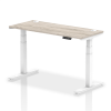 Dynamic Air Rectangular Height Adjustable Desk with Cable Ports - 1400mm x 600mm - Grey oak