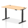 Dynamic Air Rectangular Height Adjustable Desk with Cable Ports - 1400mm x 800mm - Maple