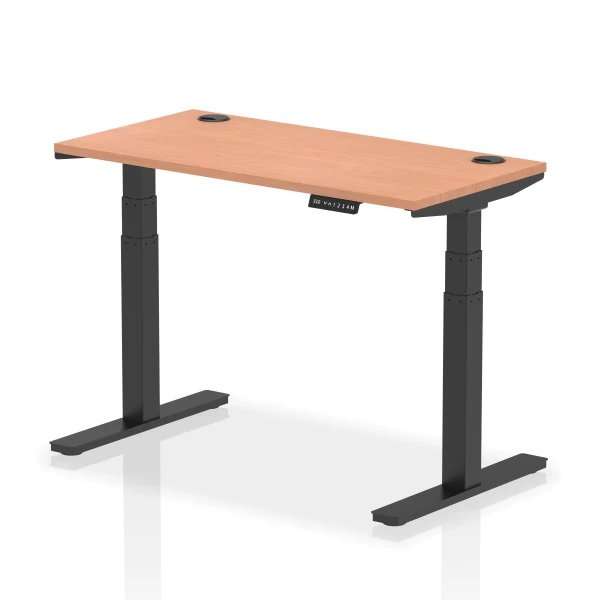 Dynamic Air Rectangular Height Adjustable Desk with Cable Ports - 1200mm x 600mm - Beech