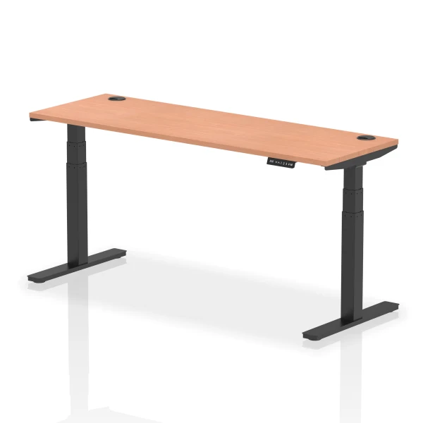 Dynamic Air Rectangular Height Adjustable Desk with Cable Ports - 1800mm x 600mm - Beech