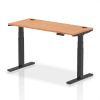 Dynamic Air Rectangular Height Adjustable Desk with Cable Ports - 1400mm x 600mm - Oak