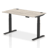 Dynamic Air Rectangular Height Adjustable Desk with Cable Ports - 1400mm x 800mm - Grey oak