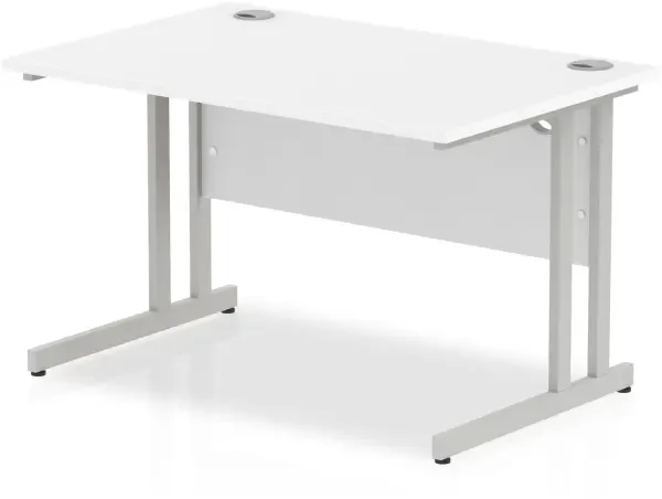 Dynamic Impulse Rectangular Desk with Twin Cantilever Legs - 1200mm x 800mm - White