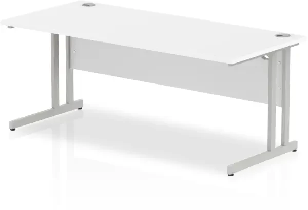 Dynamic Impulse Rectangular Desk with Twin Cantilever Legs - 1800mm x 600mm - White