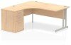 Dynamic Impulse Corner Desk with Cantilever Leg and 800mm Desk High Pedestal - 1400 x 1200mm - Maple