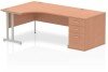 Dynamic Impulse Corner Desk with Cantilever Leg and 800mm Desk High Pedestal - 1400 x 1200mm - Beech