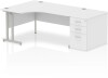 Dynamic Impulse Corner Desk with Cantilever Legs and 800mm Desk High Pedestal - 1600 x 1200mm - White