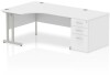 Dynamic Impulse Corner Desk with Cantilever Leg and 800mm Desk High Pedestal - 1400 x 1200mm - White