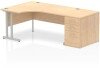 Dynamic Impulse Corner Desk with Cantilever Leg and 800mm Desk High Pedestal - 1400 x 1200mm - Maple