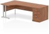 Dynamic Impulse Corner Desk with Cantilever Legs and 800mm Desk High Pedestal - 1800 x 1200mm - Walnut