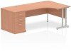 Dynamic Impulse Corner Desk with Cantilever Legs and 800mm Desk High Pedestal - 1600 x 1200mm - Beech