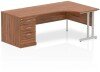 Dynamic Impulse Corner Desk with Cantilever Legs and 800mm Desk High Pedestal - 1600 x 1200mm - Walnut