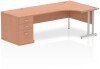 Dynamic Impulse Corner Desk with Cantilever Legs and 800mm Desk High Pedestal - 1800 x 1200mm - Beech