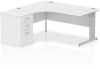 Dynamic Impulse Corner Desk with Cable Managed Leg and 600mm Fixed Pedestal - 1600mm x 1200mm - White