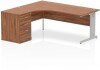 Dynamic Impulse Corner Desk with Cable Managed Leg and 600mm Fixed Pedestal - 1800mm x 1200mm - Walnut