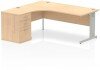 Dynamic Impulse Corner Desk with Cable Managed Leg and 600mm Fixed Pedestal - 1800mm x 1200mm - Maple