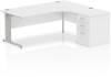 Dynamic Impulse Corner Desk with Cable Managed Leg and 600mm Fixed Pedestal - 1800mm x 1200mm - White