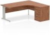 Dynamic Impulse Corner Desk with Cable Managed Leg and 600mm Fixed Pedestal - 1800mm x 1200mm - Walnut