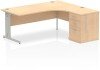 Dynamic Impulse Corner Desk with Cable Managed Leg and 600mm Fixed Pedestal - 1800mm x 1200mm - Maple