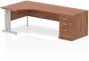 Dynamic Impulse Corner Desk with Cable Managed Leg and 800mm Fixed Pedestal - 1800mm x 1200mm - Walnut