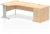 Dynamic Impulse Corner Desk with Cable Managed Leg and 800mm Fixed Pedestal - 1800mm x 1200mm - Maple