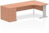 Dynamic Impulse Corner Desk with Cable Managed Leg and 800mm Fixed Pedestal - 1800mm x 1200mm - Beech
