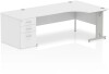 Dynamic Impulse Corner Desk with Cable Managed Leg and 800mm Fixed Pedestal - 1800mm x 1200mm - White