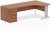 Dynamic Impulse Corner Desk with Cable Managed Leg and 800mm Fixed Pedestal - 1800mm x 1200mm - Walnut