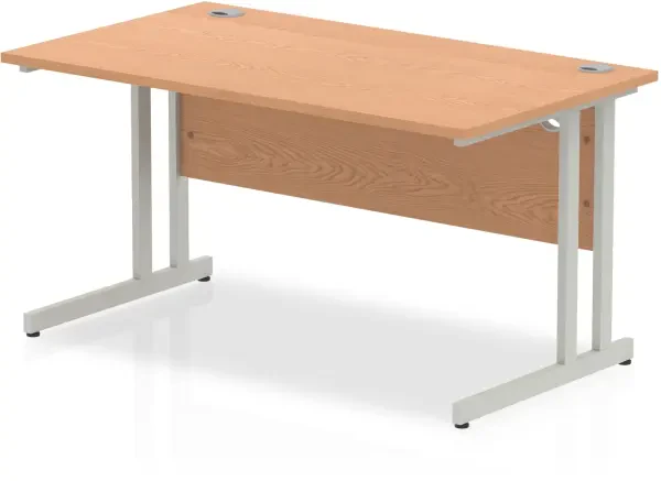 Dynamic Impulse Rectangular Desk with Twin Cantilever Legs - 1400mm x 800mm - Oak