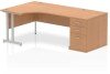 Dynamic Impulse Corner Desk with Cantilever Leg and 800mm Desk High Pedestal - 1400 x 1200mm - Oak
