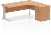 Dynamic Impulse Corner Desk with Cable Managed Leg and 600mm Fixed Pedestal - 1800mm x 1200mm - Oak