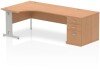 Dynamic Impulse Corner Desk with Cable Managed Leg and 800mm Fixed Pedestal - 1800mm x 1200mm - Oak
