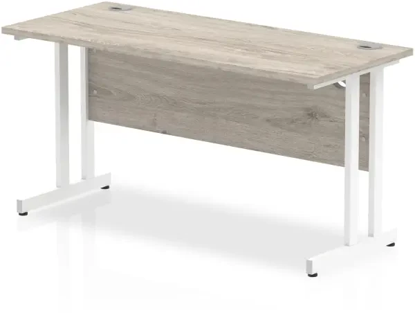 Dynamic Impulse Rectangular Desk with Twin Cantilever Legs - 1400mm x 600mm - Grey oak