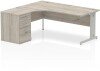 Dynamic Impulse Corner Desk with Cable Managed Leg and 600mm Fixed Pedestal - 1800mm x 1200mm - Grey oak