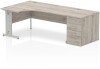 Dynamic Impulse Corner Desk with Cable Managed Leg and 800mm Fixed Pedestal - 1800mm x 1200mm - Grey oak