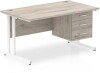 Dynamic Impulse Office Desk with 3 Drawer Fixed Pedestal - 1400 x 800mm - Grey oak