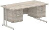 Dynamic Impulse Office Desk with 2 Drawer Fixed Pedestals - 1600 x 800mm - Grey oak