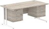 Dynamic Impulse Office Desk with 2 Drawer & 3 Drawer Fixed Pedestal - 1600 x 800mm - Grey oak