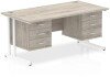 Dynamic Impulse Office Desk with 3 Drawer Fixed Pedestals - 1600 x 800mm - Grey oak