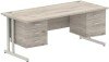 Dynamic Impulse Office Desk with 2 Drawer & 3 Drawer Fixed Pedestal - 1800 x 800mm - Grey oak