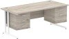 Dynamic Impulse Office Desk with 2 Drawer & 3 Drawer Fixed Pedestal - 1800 x 800mm - Grey oak